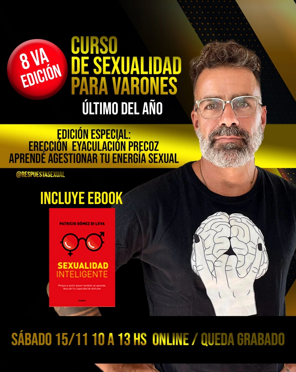 Flyer informativo del curso de sexualidad para varones
